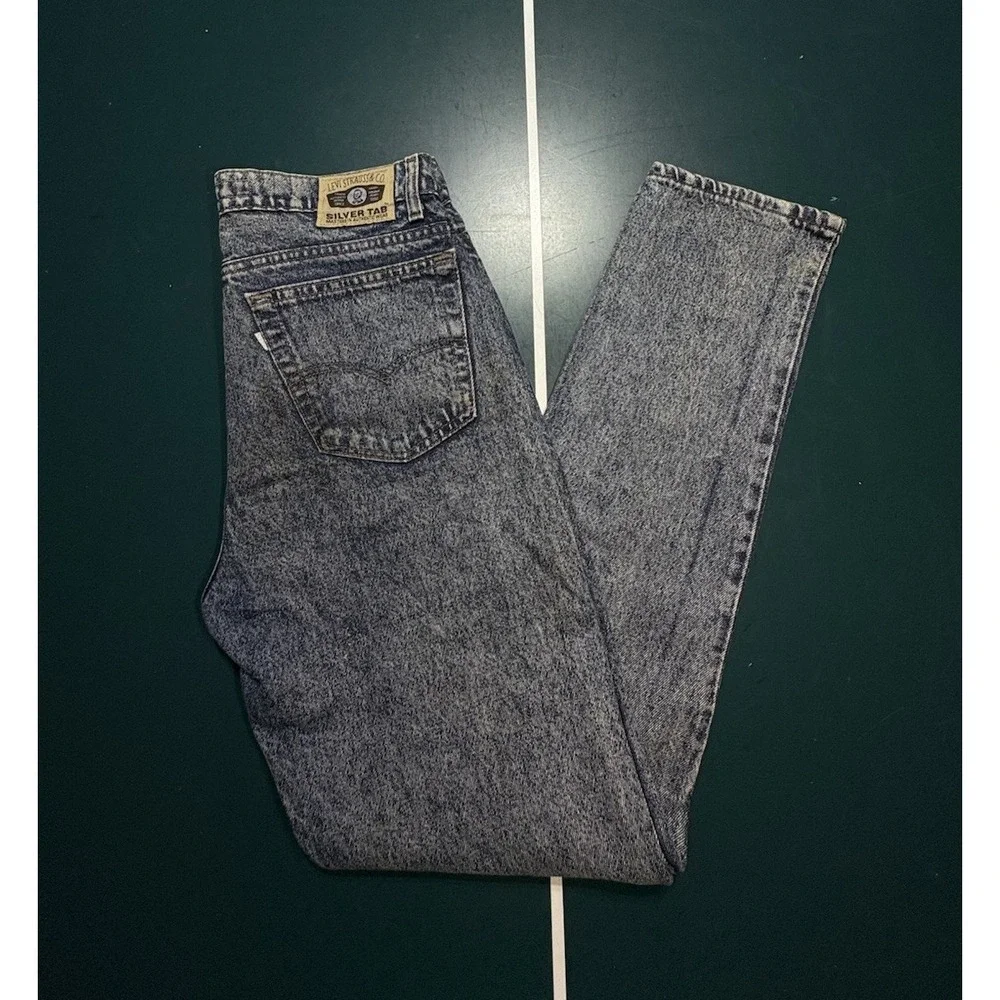 Vintage LEVIS 512 Silvertab Jeans Men 32x34 Slim Taper Acid-Wash 90s Made In USA